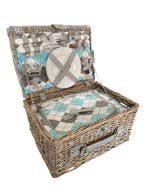 Picknickmand - riet, inox, textiel - Zuiderse picknickmand
