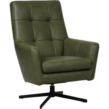 Leren draaifauteuil Central - Granada Moss (olijf/groen), Nieuw, Ophalen of Verzenden, 75 tot 100 cm, Industrieel, Modern