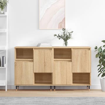 vidaXL Dressoirs 2 st bewerkt hout sonoma eikenkleurig, Verzenden, Nieuw, Overige houtsoorten