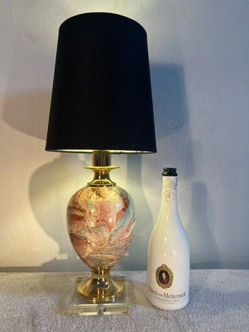 Tafellamp - Keramiek, Glas, Messing, Textiel