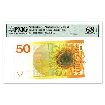 50 Gulden Zonnebloem 1982 PMG 68, Verzenden