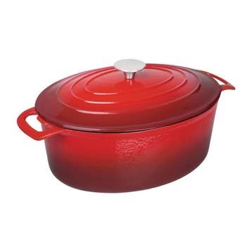 Vogue ovale inductie braadpan rood 6L, Verzenden, Nieuw