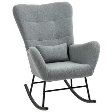 TRUUSK Schommelstoel met Teddy Stof-look - Armleuning - Hout, Verzenden, Nieuw