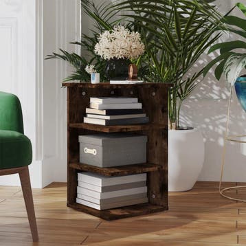 vidaXL Bijzetkast 35x35x55 cm bewerkt hout gerookt, Minder dan 50 cm, Verzenden, Nieuw, Minder dan 100 cm
