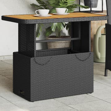 vidaXL Tuintafel 90x55x71 cm poly rattan en massief, Tuin en Terras, Verzenden, Nieuw