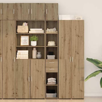 vidaXL Opbergkast 2 st Artisan Eiken 30 x 42,5 x 225 cm, Minder dan 50 cm, Nieuw, Overige houtsoorten, Verzenden
