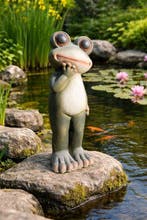 Beeld, 58 cm high garden statue frog - 58 cm - polyresin