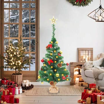 vidaXL Kunstkerstboom met verlichting en kerstballen 64 cm, Verzenden, Nieuw