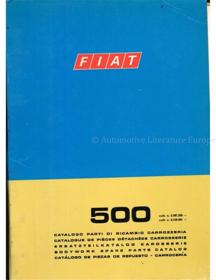 1972 FIAT 500 CARROSSERIE ONDERDELENHANDBOEK, Auto diversen, Handleidingen en Instructieboekjes