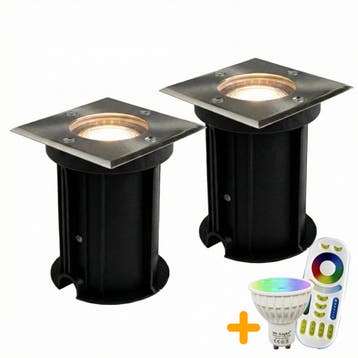 2-Stuks| LED Grondspot GU10 vierkant | Complete set, Tuin en Terras, Ophalen of Verzenden, Nieuw, 50 tot 250 watt, Spots