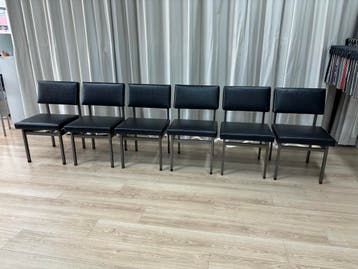 6 PALI stoelen – Louis van Teeffelen | Wébé | 1960s, Zwart, Ophalen of Verzenden, Zo goed als nieuw, Design, Vintage