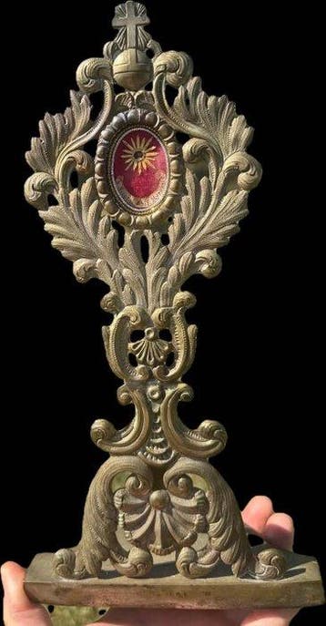 Reliekhouder - Brons, Glas, Textiel - 1800-1850 - Sint