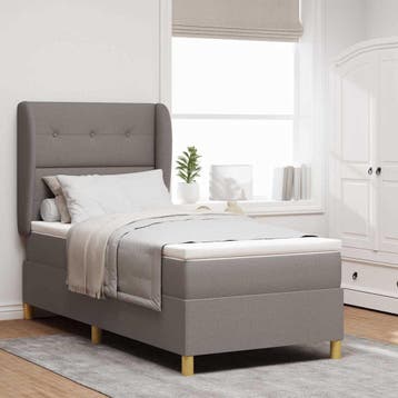 vidaXL Boxspringbed met hoofdeinde Taupe 200 x 80 cm Stof, Verzenden, Nieuw, Stof