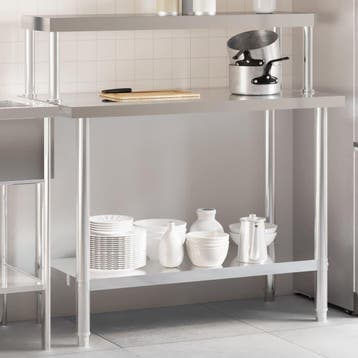vidaXL Keukenwerktafel met bovenschap 110x55x120 cm, Verzenden