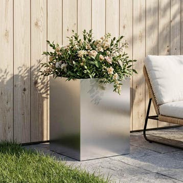 vidaXL Plantenbak zilver 40 x 40 x 60 cm Roestvrij staal, Tuin en Terras, Verzenden, Minder dan 60 cm, Nieuw, Metaal