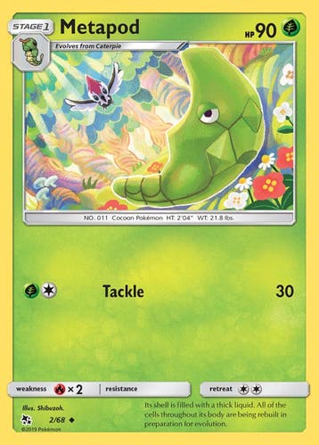 Metapod 02/68 Hidden Fates, Ophalen of Verzenden, Nieuw, Losse kaart, Foil