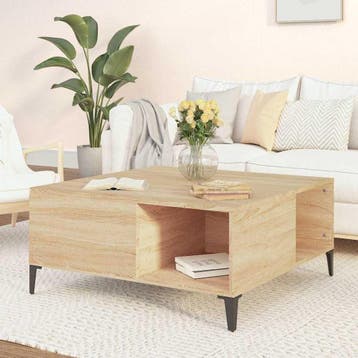 vidaXL Salontafel 80x80x36,5 cm bewerkt hout sonoma, 50 tot 100 cm, Verzenden, Nieuw, 50 tot 100 cm