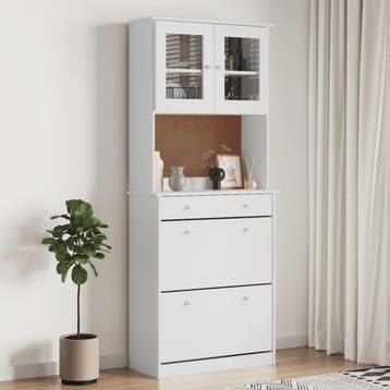 vidaXL buffetkast ALTA 77x35x188 cm massief grenenhout wit, Minder dan 50 cm, Verzenden, Nieuw, Minder dan 100 cm