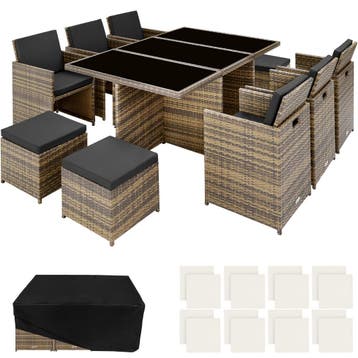 Aluminium rotan zitgroep New York 6+4+1 met beschermhoes - n, Verzenden, Nieuw