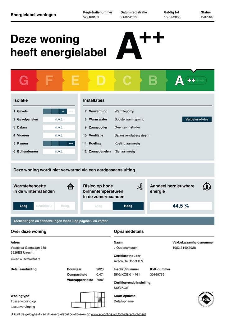 Te huur: Appartement Vasco da Gamalaan in Utrecht, Huizen en Kamers, Huizen te huur, A++, Utrecht, Appartement