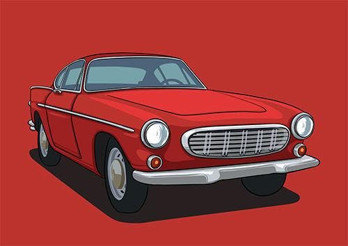 Poster Volvo P1800 Rood, Auto diversen, Auto-accessoires, Ophalen of Verzenden