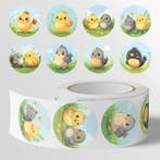 Sluitstickers vrolijke kuikentjes etiket 2,5 cm rol 500, Ophalen of Verzenden, Nieuw