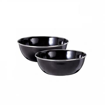 Kom | Redcliffs | 2 stuks (Emaille, Ø 14.7 cm, Zwart), Verzenden, Nieuw