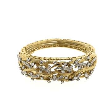 Luxe gouden armband met diamant; 1,78 ct. (Slavenarmband), Gebruikt, Ophalen of Verzenden, Met edelsteen, Goud
