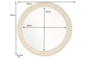Ronde wandspiegel PEARLS 75cm goud metaal - 43821, Huis en Inrichting, Woonaccessoires | Spiegels, Ophalen of Verzenden, Nieuw