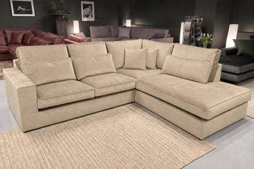 Hoekbank Leusden-Express - velvet banken - Beige, Nieuw, 150 cm of meer, Stof, 250 tot 300 cm