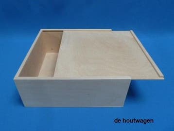kist met schuifdeksel 25 x 25 x 10 cm. - houten kisten, Minder dan 50 cm, Nieuw, Minder dan 50 cm, Ophalen of Verzenden