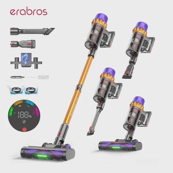 Erabros EV5 Draadloze Steelstofzuiger - 550W Krachtig, 80 Mi, Verzenden, Nieuw