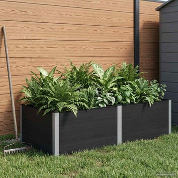 vidaXL Verhoogde plantenbak Zwart 200 x 100 x 54 cm WPC en, 100 cm of meer, Verzenden, Nieuw, Hout