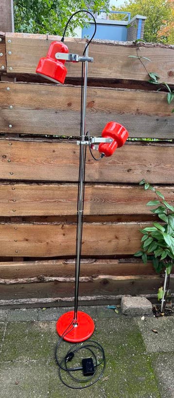 Vintage Staande Vloerlamp Herda, Raak, Anvia, Gepo, Dijkstra, Natuurlijk materiaal, Vintage Retro Design Bollamp Vloerlamp Staande lamp Booglamp