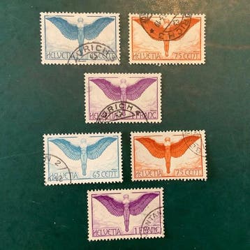 Zwitserland 1924 - Luchtpost emissie in beide papiertypes -, Gestempeld