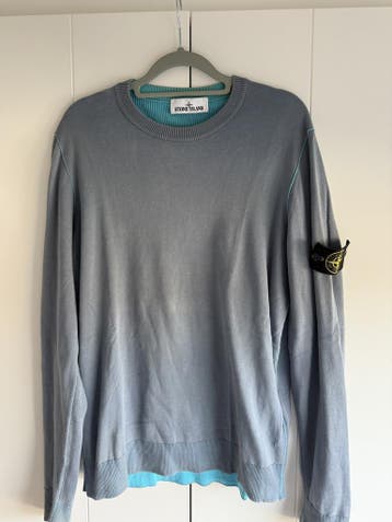 Stone Island Omkeerbare Trui – Grijsblauw/Turquoise – Maat M, Stone Island, Grijs, Gedragen, Verzenden