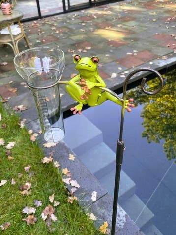 Figuur - Regenmeter-Happy frog - 125 cm - IJzer