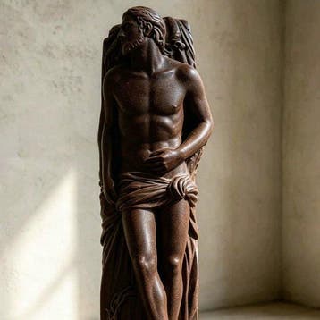 Polystone beeldje in antieke Romeinse stijl van een man