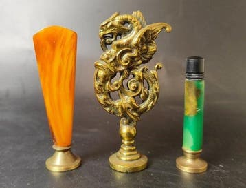 Poststempel - brons en gekleurde bakeliet - Frankrijk, Antiek en Kunst