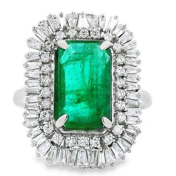 Ring Platina - 3.53ct. tw. Smaragd - Diamant, Nieuw