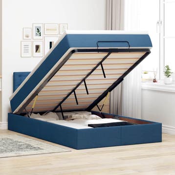 vidaXL Bed met matras 120x200 cm stof blauw, Nieuw, Twijfelaar, 120 cm, 200 cm