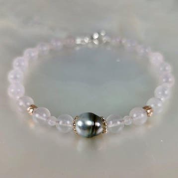 Zonder minimumprijs - Armband Zilver Parel - Quartz - Tahiti, Nieuw