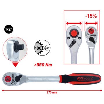 KS Tools Monster Ratelset 1/4 + 1/2 – 2-delig, Auto diversen, Autogereedschap, Verzenden, Nieuw