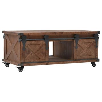 vidaXL Salontafel 91x51x38 cm massief vurenhout bruin, Huis en Inrichting, Tafels | Salontafels, 50 tot 100 cm, Verzenden, Nieuw