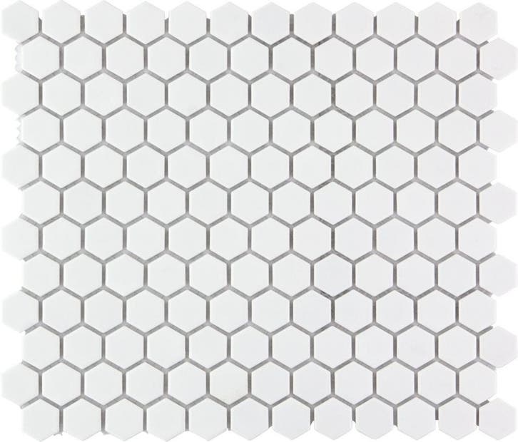 Wand Mozaïek Tegels Factory Hexagon Keramiek Wit Mat - Ma.., Doe-het-zelf en Verbouw, Tegels, 20 tot 40 cm, 20 tot 40 cm, 10 m² of meer