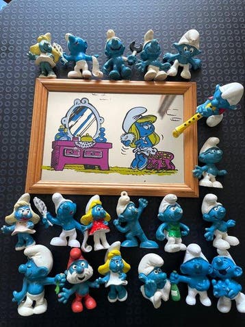Peyo - Speelgoed Puffi vintage smurfs lotto 19 pezzi anni