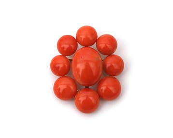 Victoriaanse koraal cluster broche met gouden brochering, Sieraden, Tassen en Uiterlijk, Broches, Gebruikt