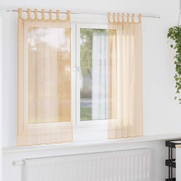 vidaXL Gordijnen voile met roedezakken 2 st zand, Verzenden, Nieuw, Bruin