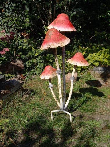sculptuur, Decorative Garden Picker, Mushrooms - 67 cm -