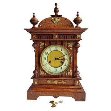 Tafelklok - Junghans - Art Deco Hout, Glas, Messing -